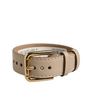 Dolce & Gabbana Beige Calfskin Leather Gold Buckle Belt Strap Women's Bracelet